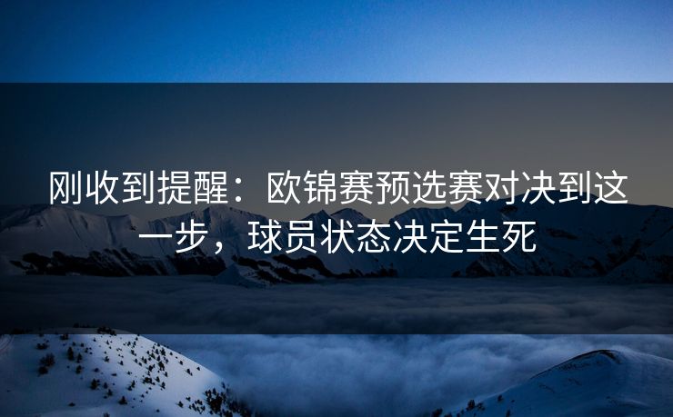 刚收到提醒:欧锦赛预选赛对决到这一步,球员状态决定生死 刚收到提醒:欧锦赛预选赛对决到这一步,球员状态决定生死
