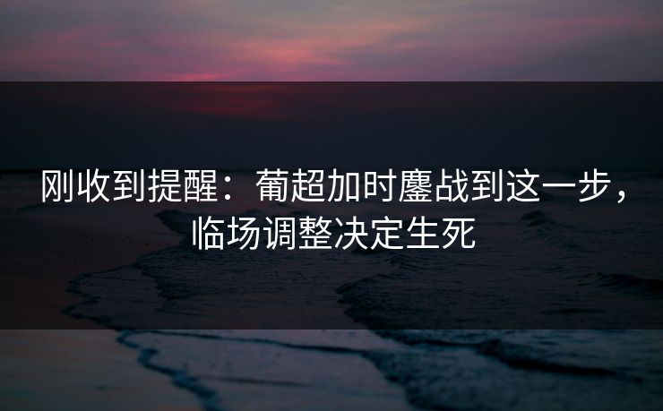 刚收到提醒：葡超加时鏖战到这一步，临场调整决定生死