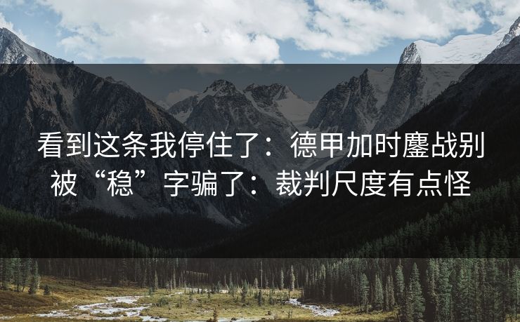 看到这条我停住了：德甲加时鏖战别被“稳”字骗了：裁判尺度有点怪