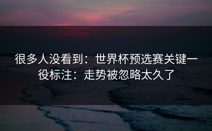 很多人没看到：世界杯预选赛关键一役标注：走势被忽略太久了