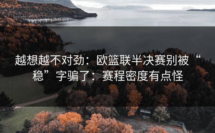 越想越不对劲：欧篮联半决赛别被“稳”字骗了：赛程密度有点怪