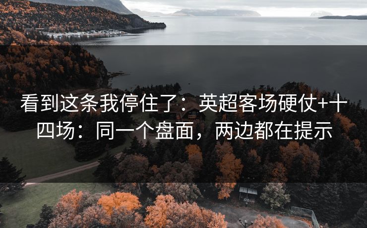 看到这条我停住了：英超客场硬仗+十四场：同一个盘面，两边都在提示